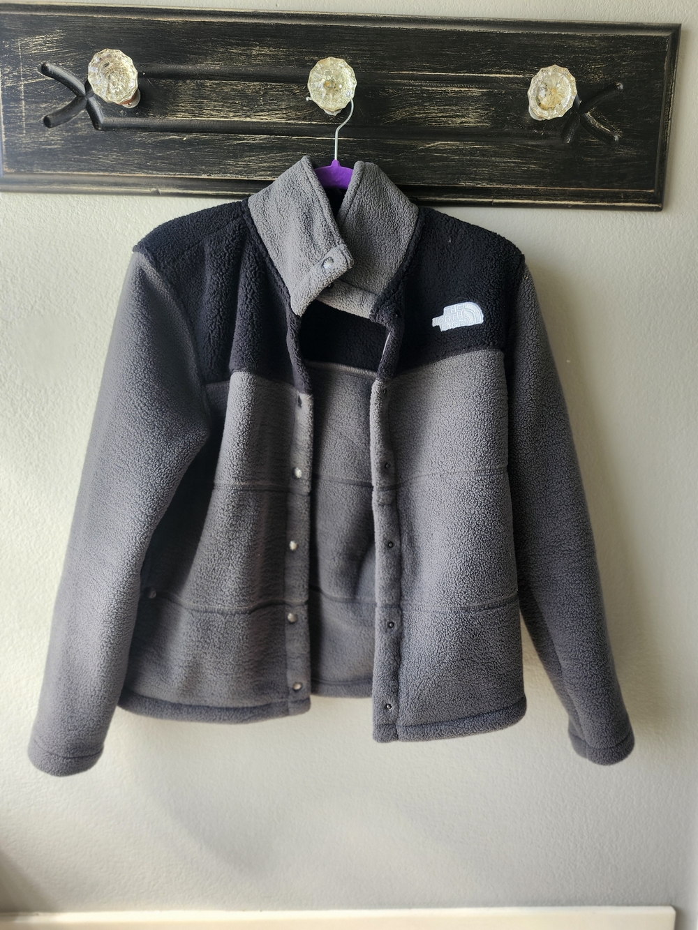 The North Face Grey Fleece Snap-Front Jacket